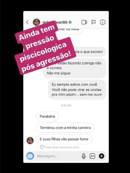 Jogador do São Paulo enviou mensagens após acusá-lo de agressão - Reprodução/Instagram