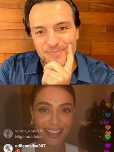 Juliana Paes e Rodrigo Lombardi em live no Instagram - Reprodução/Instagram