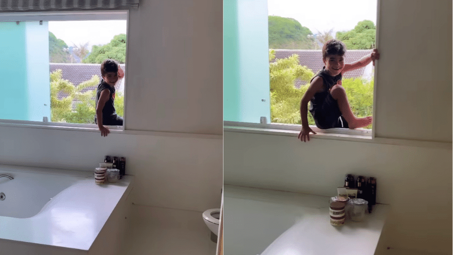 Juliana Paes mostrou reação ao ver Pedro pendurado em janela do banheiro - Reprodução/Instagram/@juianapaes