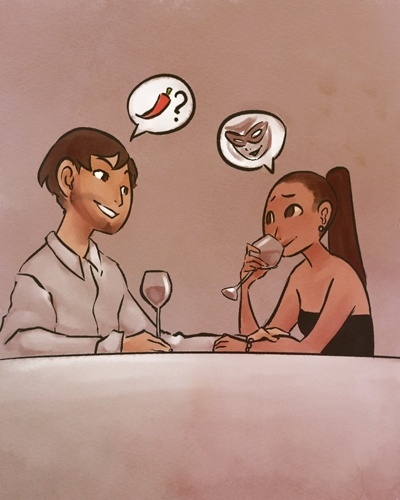 DEIXE O PAR À VONTADE PARA FALAR DAS PRÓPRIAS FANTASIAS | Criar um clima propício para se falar abertamente sobre sexualidade é o primeiro passo para que os parceiros revelem seus desejos mais íntimos. Ambos devem cultivar o hábito de falar sobre sexo a qualquer hora e em qualquer lugar em que estejam a sós, e não somente dentro de um quarto. Quando o ambiente ajuda fica mais fácil compartilhar as fantasias mais picantes - Letícia Vilela/Arte UOL