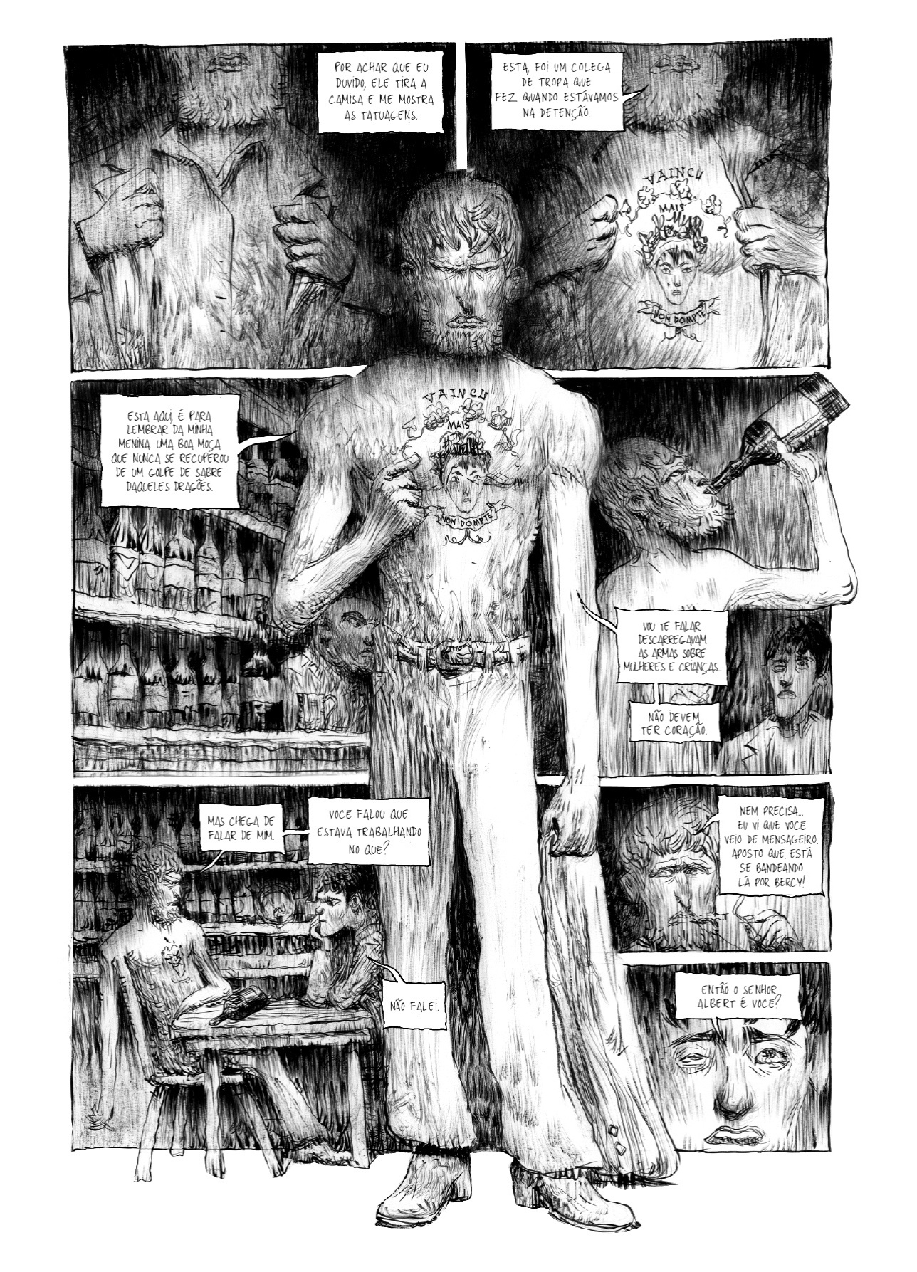 Página da HQ "Goela Negra", de Antoine Ozanan, ilustrada pelo brasileiro Lelis - Divulgação