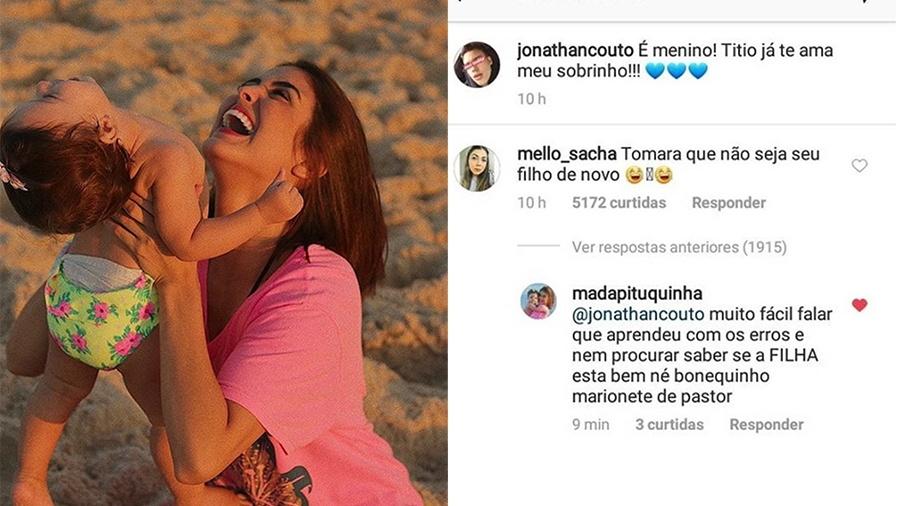 Leticia Almeida apagou comentário feito pela mãe dela no Instagram de Jonathan Couto - Reprodução/Instagram