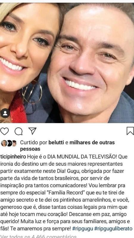 O post que Ticiane Pinheiro tinha feito antes e que foi muito criticada - Reprodução/Instagram - Reprodução/Instagram