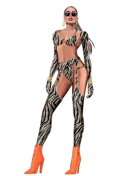 O look de zebra que será usado por Anitta - Divulgação