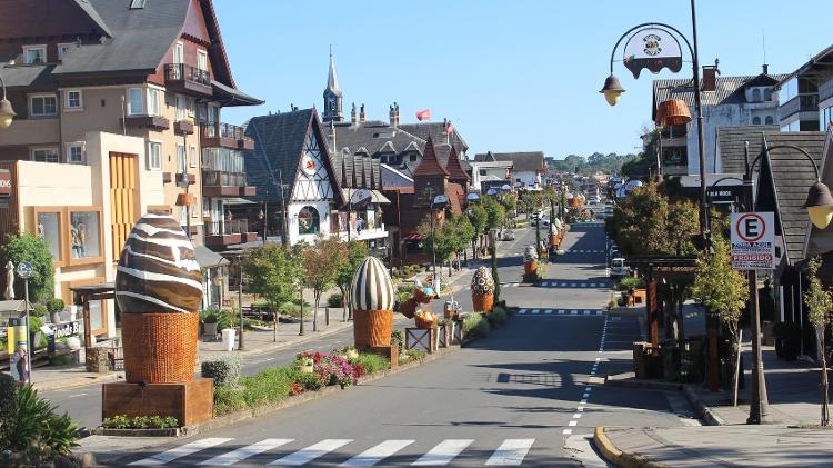 Gramado, no Rio Grande do Sul, foi um dos destinos com reabertura interrompida pela subida de casos de coronavírus no Sul - Carlos Borges/Divulgação - Carlos Borges/Divulgação