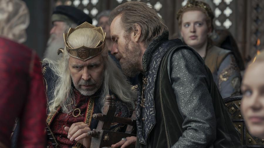 Paddy Constantine e Rhys Ifans como rei Viserys I e Otto Hightower, a Mão do Rei, em "House of the Dragon" - Ollie Upton/HBO