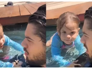 Zé Felipe pula na piscina para salvar filha de afogamento: 'Pulei com tudo'