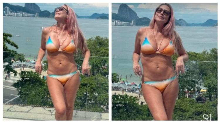 Luana Piovani se bronzeou na piscina