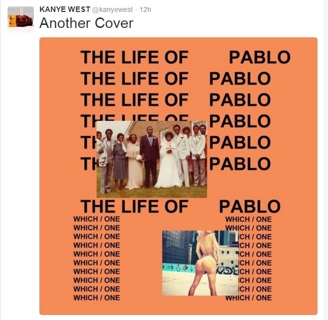 Capa alternativa do álbum "The Life of Pablo", de Kanye West, divulgada pelo próprio artista no Twitter - Reprodução/Twitter/@kanyewest