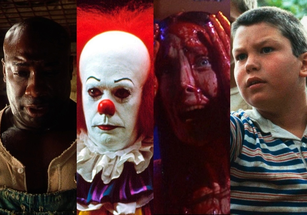 Cenas dos filmes "À Espera de um Milagre" (1999), "It: Uma Obra Prima do Medo" (1990), "Carrie, a Estranha" (1976) e "Conta Comigo" (1986) - Montagem/Reprodução