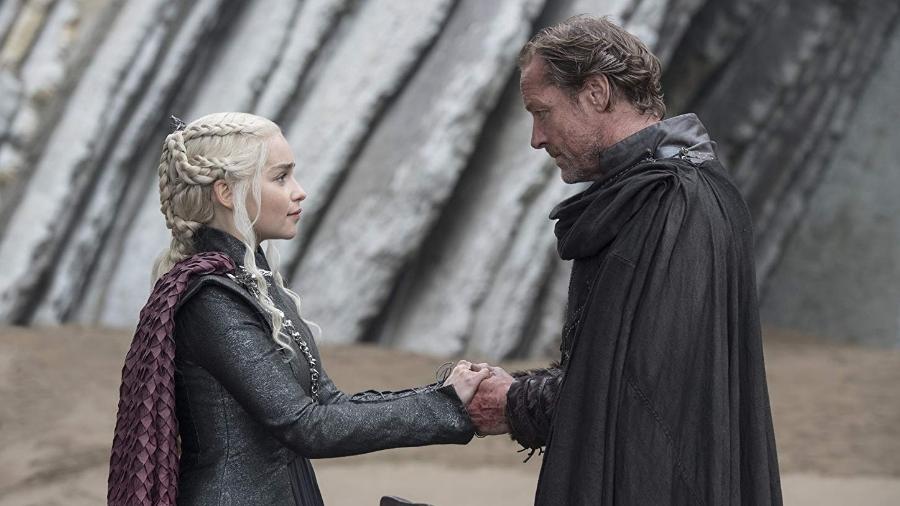 Emilia Clarke como Daenerys e Iain Glen como Jorah em "Game of Thrones" - Divulgação/IMDb