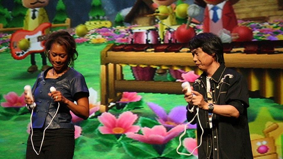 Denise Kaigler (Nintendo of America) e Shigeru Miyamoto apresentam "Wii Music" na E3 2008 - Renato Bueno
