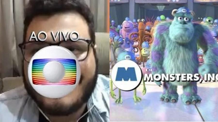 Final do BBB 20: Victor Hugo vive momento Mike Wazowski, de "Monstros S.A." - reprodução/TV Globo e Disney Pixar