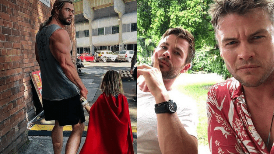 Ator de Thor publica foto com filho, mas fãs se surpreendem com suas pernas  finas