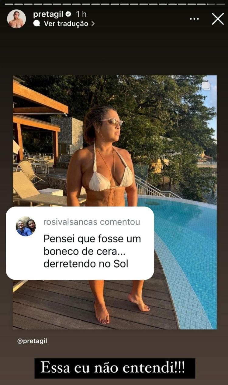 Preta Gil rebate comentário em foto