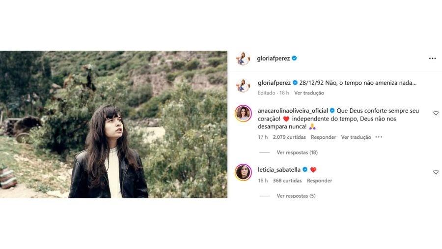 Ana Carolina, filha de Isabella Nardoni, se solidariza em post de Glória Perez - Reprodução