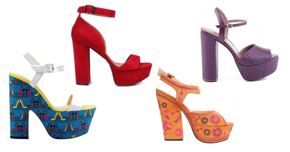 Febre no verão passado, as plataformas voltaram com força e prometem repetir o sucesso no começo do ano que vem. A seguir, veja 14 modelos diferentes de sandálias plataformas - Divulgação