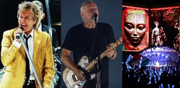 Rod Stewart, David Gilmour e Tomorrowland estiveram em São Paulo em 2015 - Montagem UOL