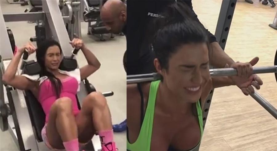 Para manter o corpo perfeito e definido e ficar bonita em suas selfies, Gracyanne se sacrifica diariamente na academia e até chora em alguns exercícios - Reprodução/Instagram