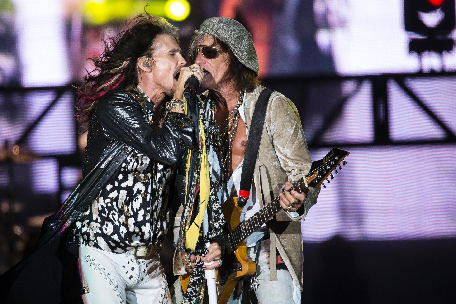 Steven Tyler e Joe Perry durante show do Aerosmith no Rock In Rio - Bruna Prado/UOL