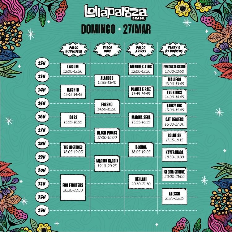 Novo horário Lollapalooza domingo - Reprodução/Instagram - Reprodução/Instagram