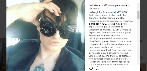 Ex-BBB Serginho rebate ataques homofóbicos: 'Nunca quis ser mulher' - Reprodução/Instagram - Reprodução/Instagram