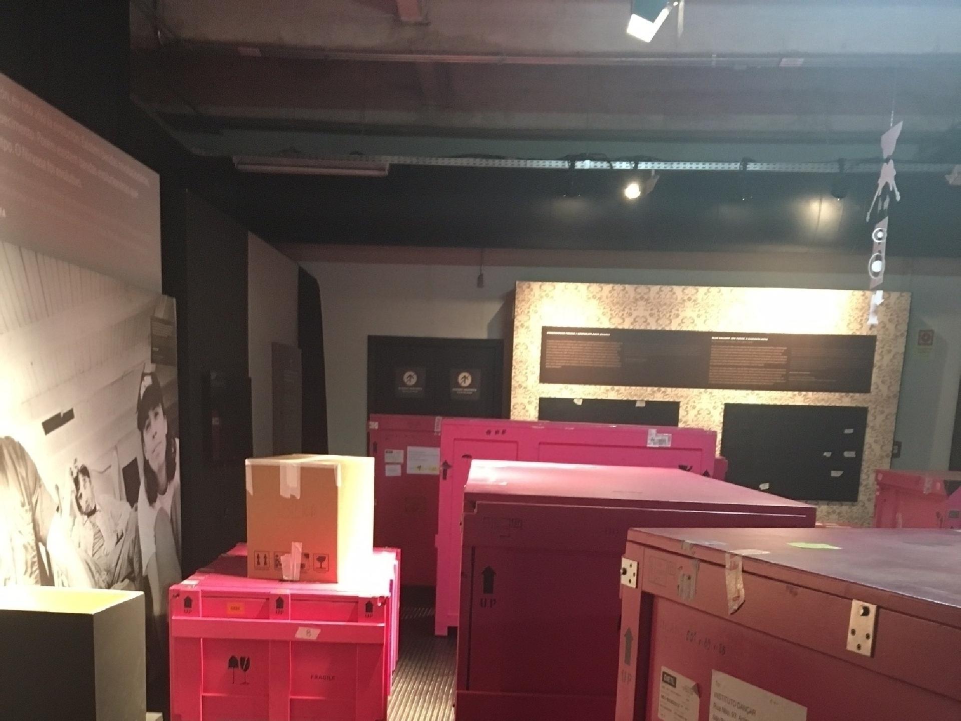 Todos objetos da mostra vieram em caixas rosas enormes - Adriana de Barros/UOL