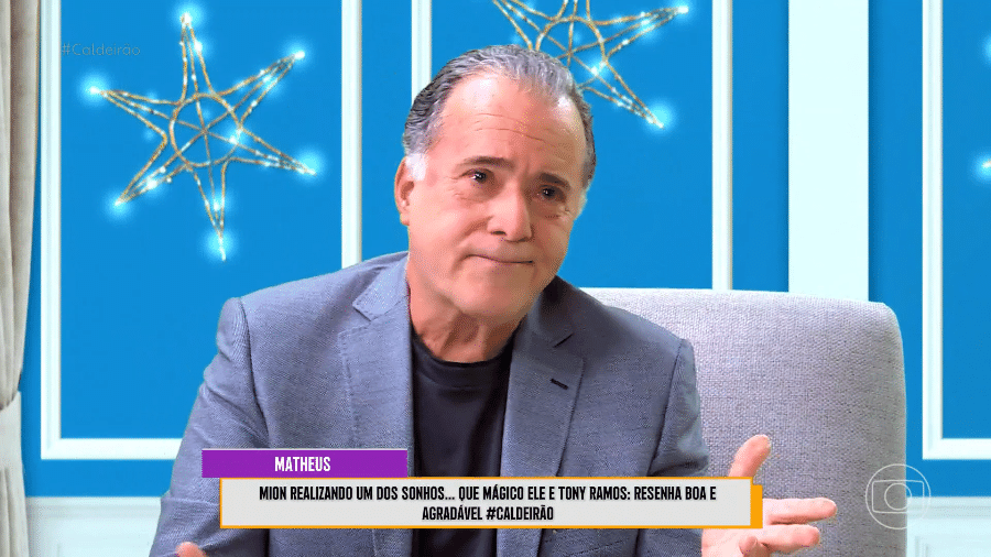 Tony Ramos se emociona no "Caldeirão" - Globo/Reprodução