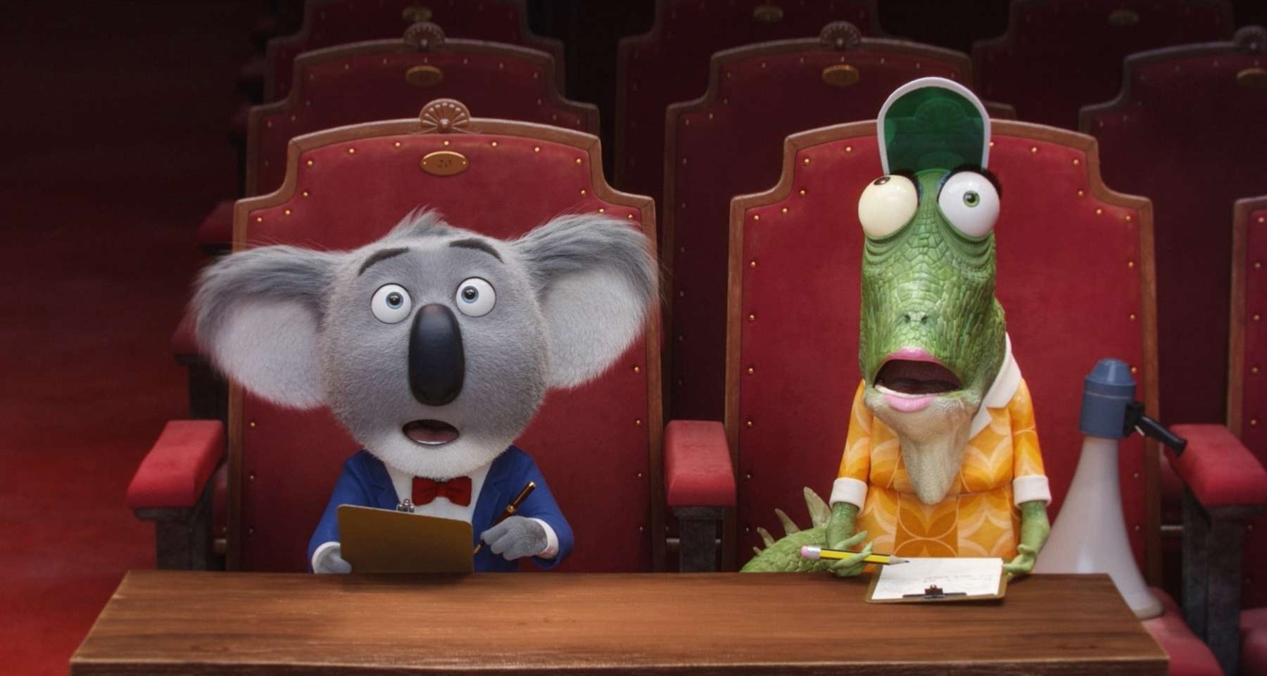 Buster anuncia um concurso de canto com o prêmio final de US$ 100 mil para atrair competidores ao seu teatro que está à beira da falência. A trilha sonora do filme tem 65 canções de Lady Gaga, Katy Perry, Frank Sinatra, Seal, Limp Bizkit, Nicki Minaj, entre outros - Divulgação