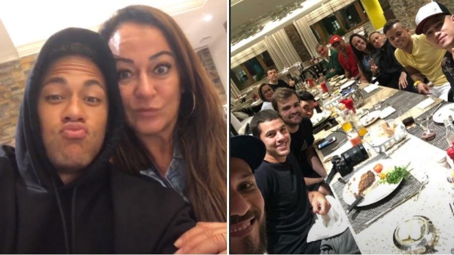 Neymar com a mãe, Nadine, e em jantar em família - Reprodução/Instagram