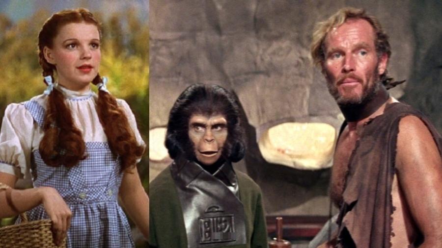 Cenas de "O Mágico de Oz" e "Planeta dos Macacos" - Reprodução/Montagem