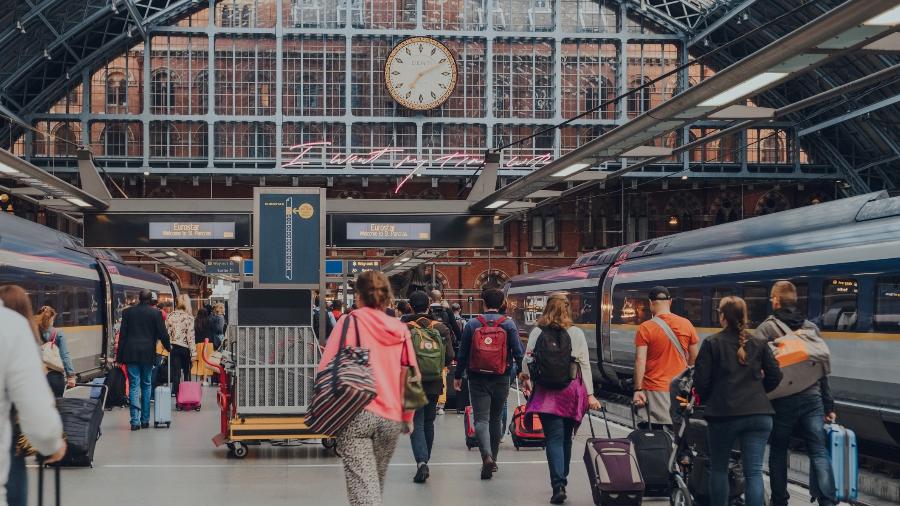 Plataforma recebe trens da Eurostar na estação St. Pancras, em Londres: ligação inédita e simplificada com a Alemanha estará em funcionamento em breve - Alena Kravchenko/Getty Images