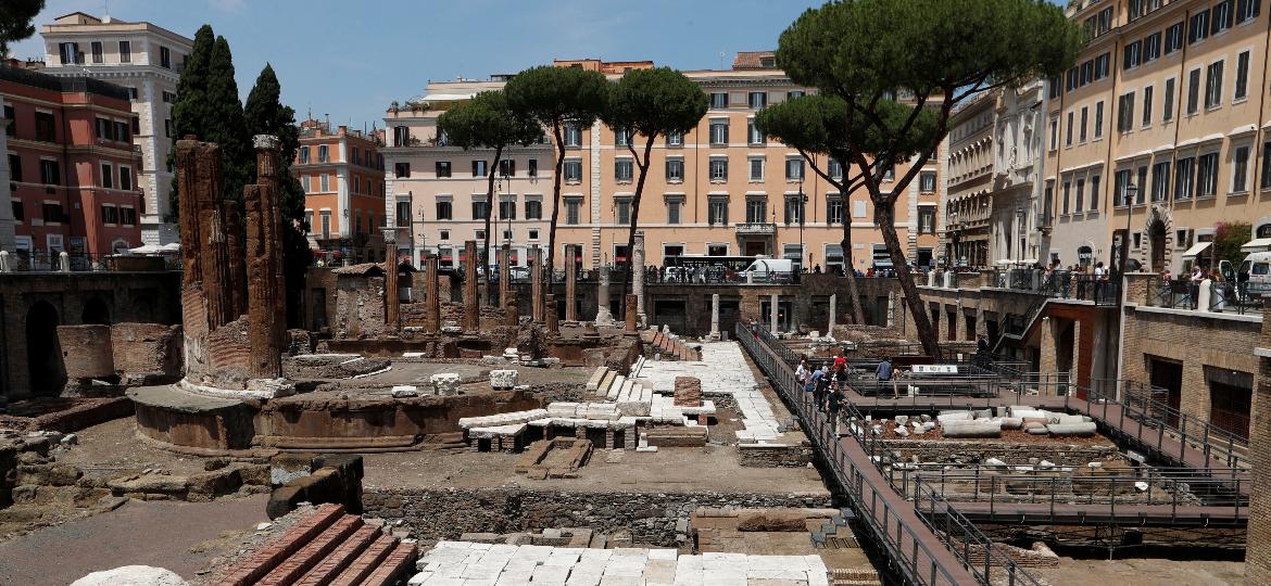 Sítio arqueológico de Largo Argentina às vésperas da reabertura ao público, em Roma, em 19 de junho - REUTERS/Remo Casilli