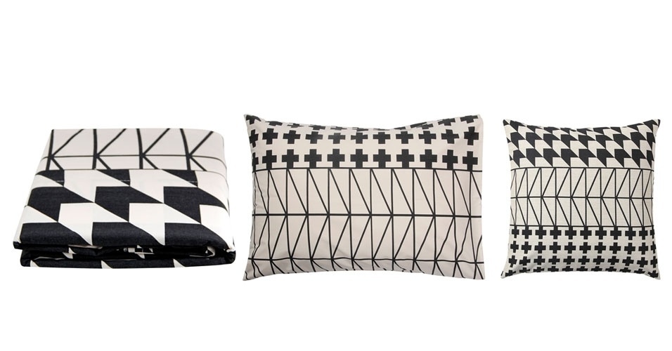 Lençol de solteiro, fronha e capa para almofada Geométrique, 100% algodão e 200 fios, à venda na Tok & Stok (www.tokstok.com.br). A medida do lençol é 160 cm x 235 cm. R$ 79,90 (o lençol), R$ 19,90 (a fronha) e R$ 59,90 (capa para almofada). Preço pesquisado em agosto de 2015 e sujeito a alterações - Divulgação