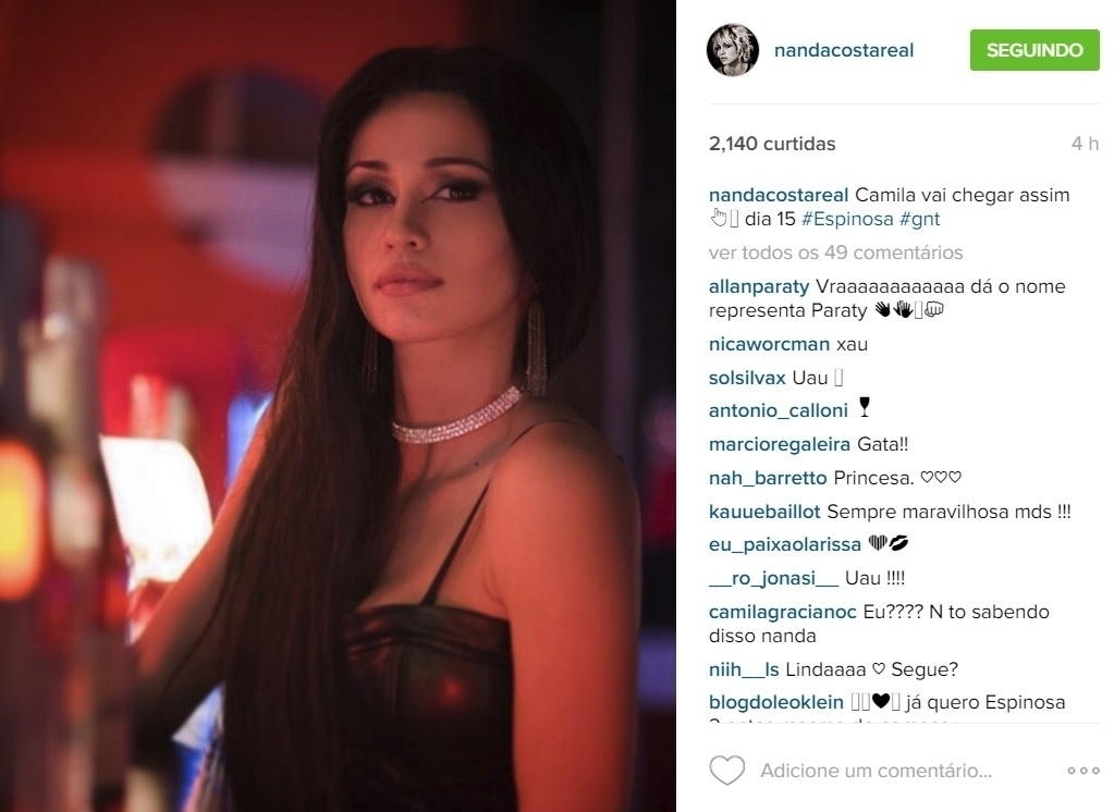 5.out.2015 - Na noite desta segunda-feira, a atriz Nanda Costa postou uma foto no Instagram em que ela aparece caracterizada como sua nova personagem em "Romance Policial - Espinosa", nova série do GNT que estreia dia 15 de outubro - Reprodução /Instagram /nandacostareal