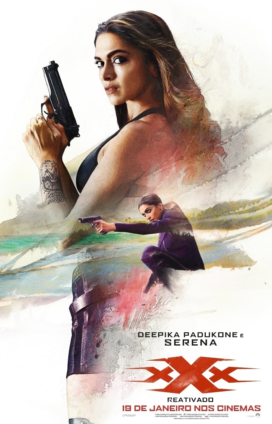 Cartaz do filme "XxX Reativado", com Deepika Padukone interpretando o personagem Serena. O filme tem previsão de estreia para 18 de janeiro - Divulgação