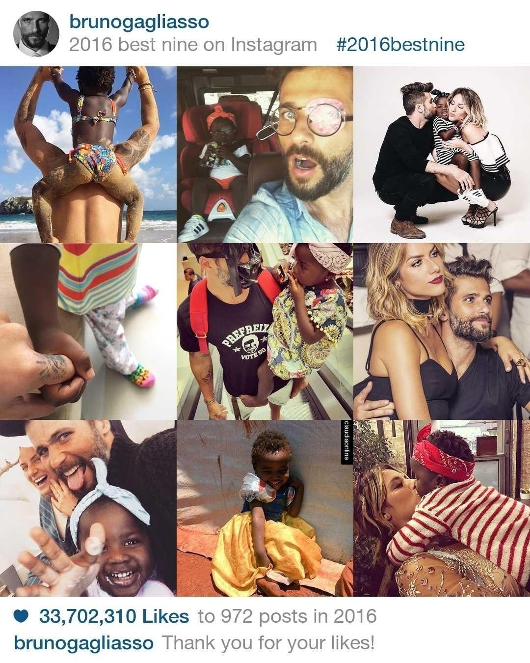 As fotos mais curtidas do Instagram de Bruno Gagliasso em 2016 - Reprodução/Instagram/2016bestnine