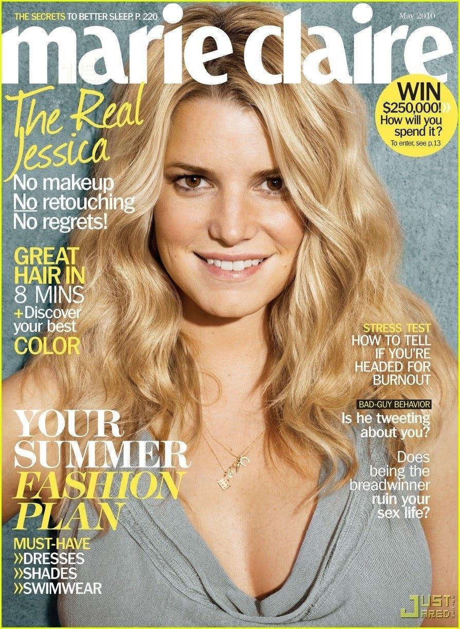 A cantora e atriz Jessica Simpson aceitou o desafio de posar sem maquiagem - e sem nenhum retoque do Photoshop - para a capa da "Marie Claire" americana. "Eu não tenho mais nada a provar. O que as outras pessoas pensam sobre mim não é problema meu", justificou. A atitude foi incentivada pela campanha chamada "A beautiful me", que encoraja as mulheres a se sentirem confortáveis do jeito que são - Reprodução