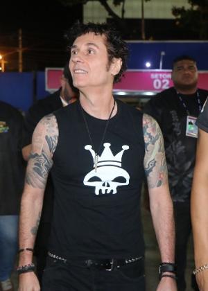 O cantor Dinho Ouro Preto chega a camarote para curtir a noite na Sapucaí - Gabriel Reis/AgNews - Gabriel Reis/AgNews