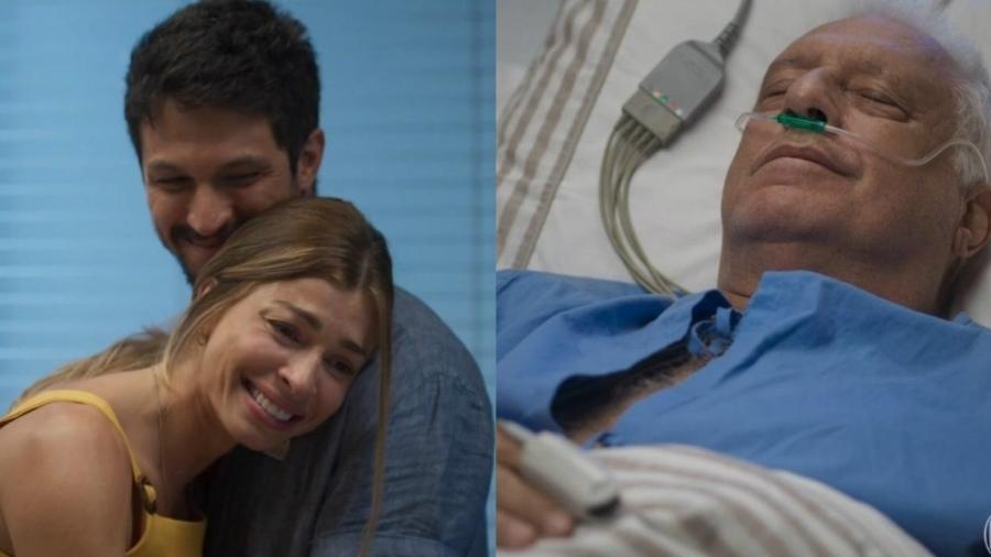 Inconsciente, Alberto sorri com visita de Paloma no hospital - reprodução/TV Globo