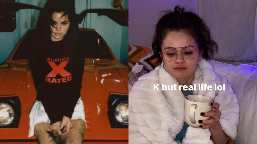 Selena Gomez em ensaio e na "vida real" - Reprodução/Instagram