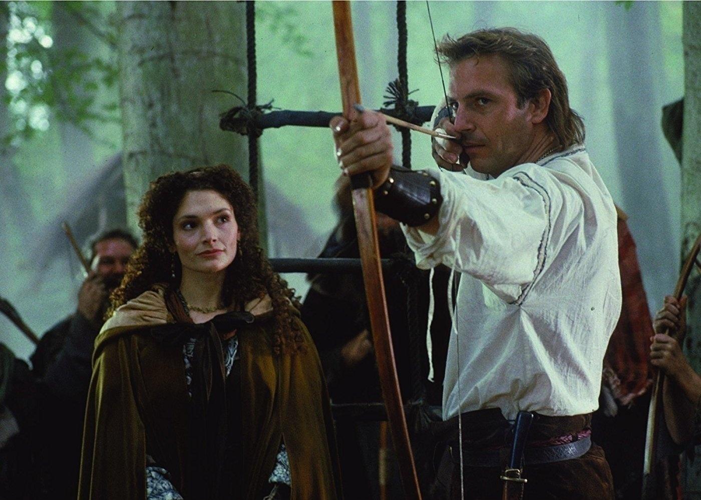 Kevin Costner e Mary Elizabeth Mastrantonio em cena de "Robin Hood - O Príncipe dos Ladrões" (1991) - Divulgação