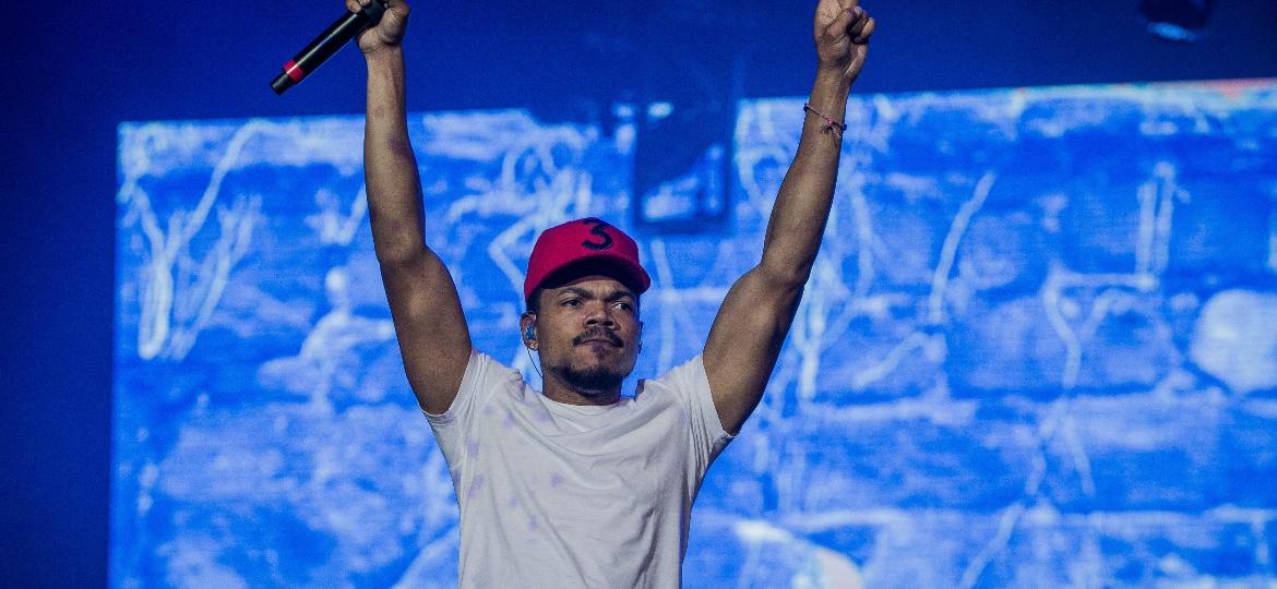 Show do rapper Chance The Rapper, no palco Budweiser, no primeiro dia do festival Lollapalooza, no autódromo de Interlagos - Eduardo Anizelli/Folhapress