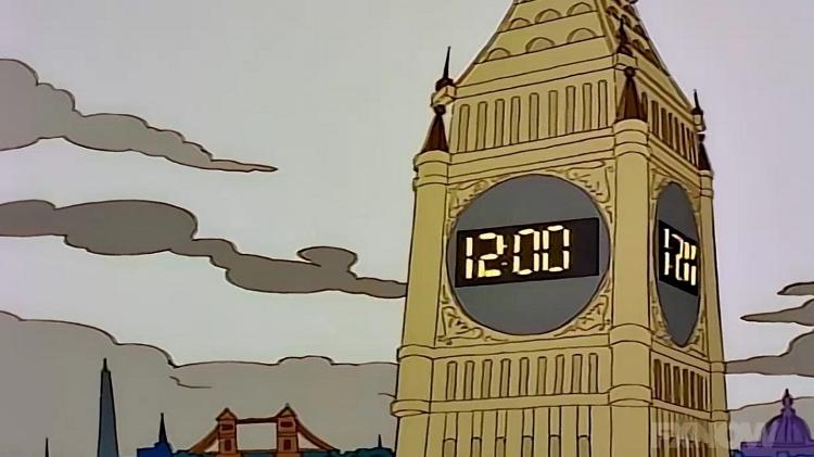 Big Ben com display digital em "Os Simpsons" - Reprodução - Reprodução