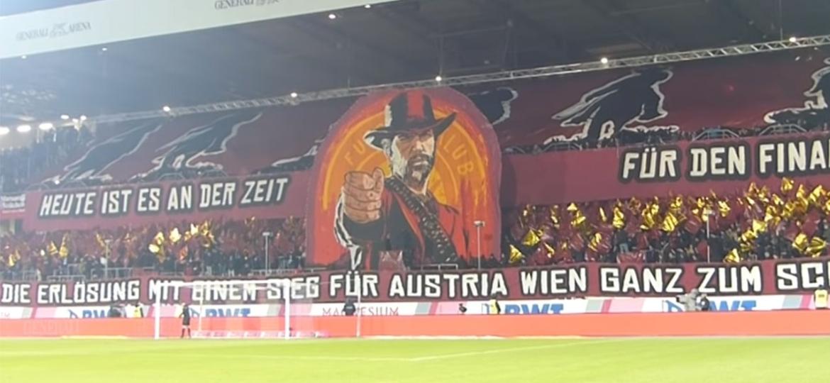 Mosaico de "Red Dead Redemption 2" no Campeonato Austríaco de futebol - Reprodução