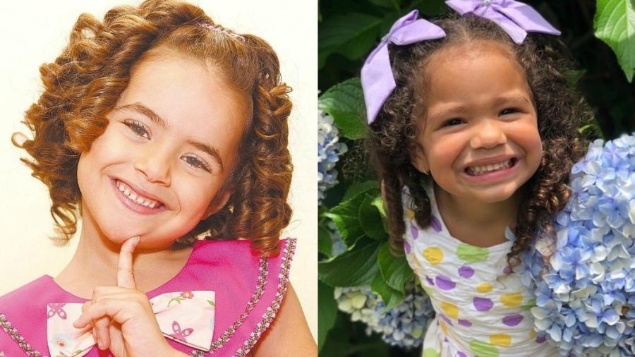 À esquerda, está Maisa na infância. À direita está a pequena Isabela, cuja mãe autorizou o UOL a usar a imagem - divulgação/SBT e arquivo pessoal