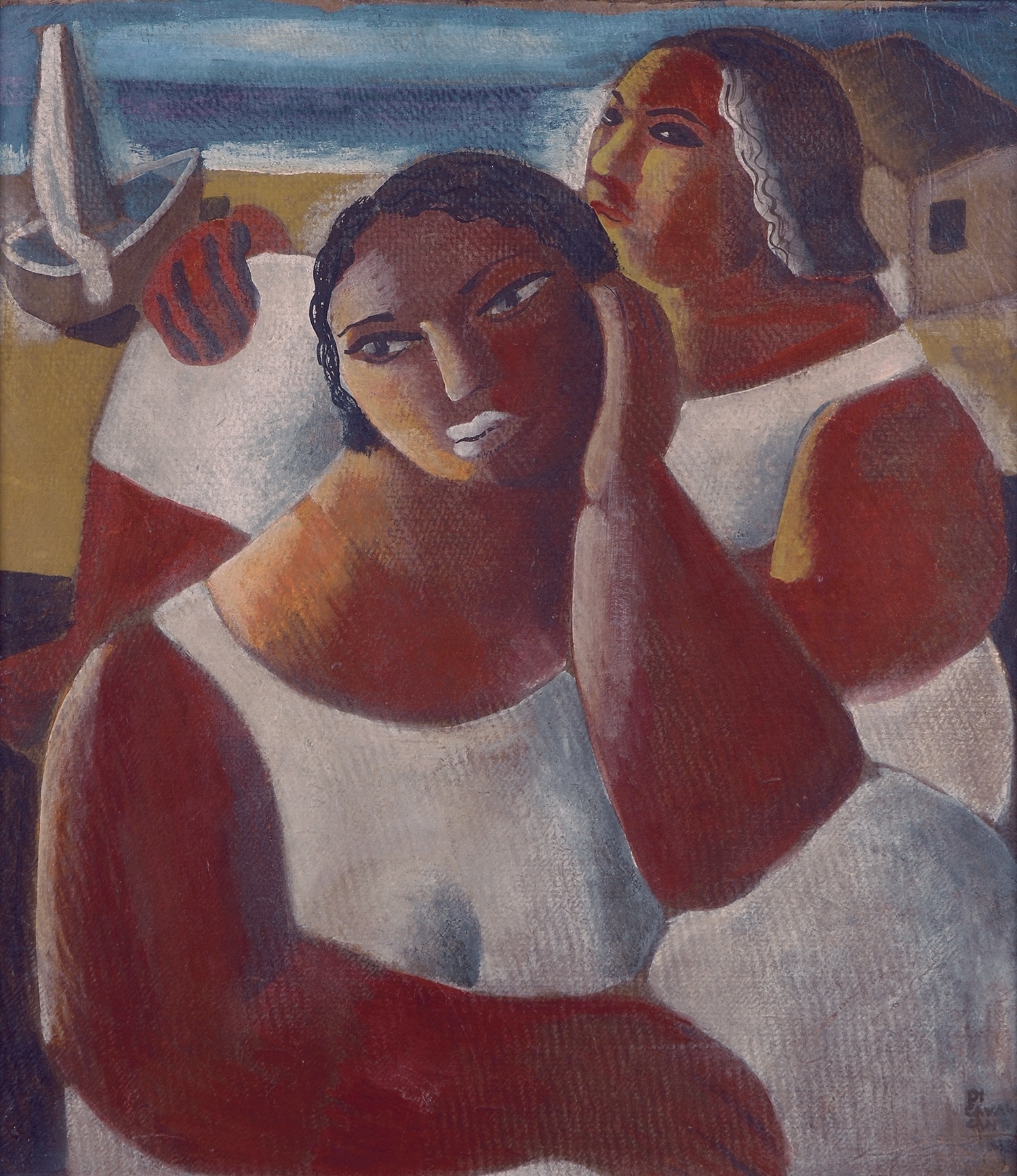 Duas mulheres, 1935, óleo sobre eucatex, 51 x 45 cm. A exposição "Di Cavalcanti - Conquistador de Lirismos" tem inauguração dia 17 de março, na Galeria Almeida e Dale (rua Caconde, 152 - Jardim Paulista), onde fica até 28 de maio de 2016. Visitação: De segunda a sexta, das 10h às 18h; sábados das 10h às 14h Mais informações: (11) 3887-7130 / www.almeidaedale.com.br - Divulgação