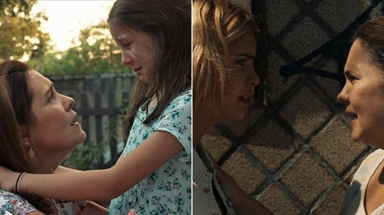 Adriana Esteves com Letícia Braga (à esquerda) e Julia Dalavia na minissérie "Justiça" - Reprodução/TV Globo - Reprodução/TV Globo