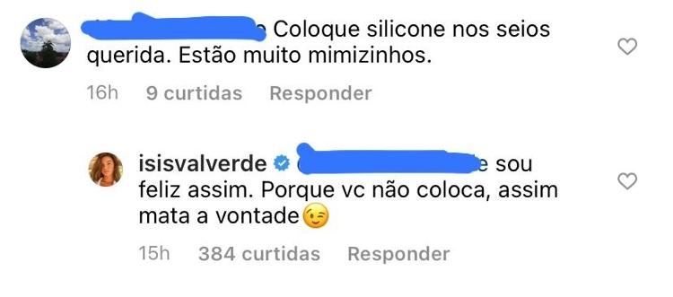 Isis comentário - Reprodução / Instagram - Reprodução / Instagram