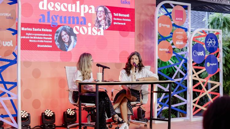 A stylist e podcaster Marina Santa Helena participou do Desculpa Alguma Coisa durante o Universa Talks 2024